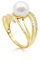 PERORNO Ring mit echter Zuchtperle, 8 mm, rund und orientalisch, Silber 925, besetzt mit Zirkonia – Schmuck für Damen, Hochzeit, Geschenk für die Braut, Silber mit Vergoldung, Zuchtperle