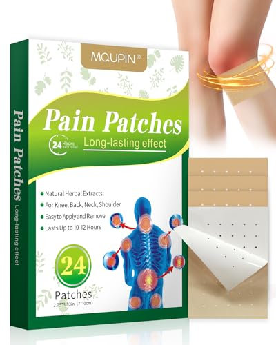 24Pcs Schmerzlinderungspflaster, MQUPIN Doppelseitiges perforiertes Schmerzpflaster, natürliches Kräuterwärmepflaster, 8-12 Stunden lang anhaltende Linderung für alle Teile des Körpers
