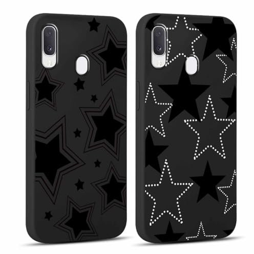 Yoedge 2 Stück Handyhülle für Samsung Galaxy A20e Hülle 5,8, Stern Muster Design Frauen Mädchen Aesthetic Motiv Handyhülle Dünn Weich Schwarz Silikon Slim TPU Stoßfest Schutzhülle für Samsung A20e