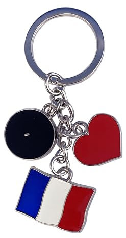Porte Clé en Métal - France - Béret - Coeur