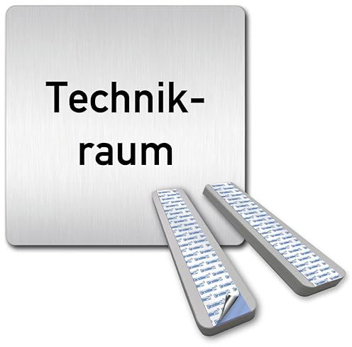Türschilder24 XXL Schild - Türschild • 125 x 125 mm • Technik • 1,5 mm Aluminium Vollmaterial • 100% Made in Germany (Technikraum + Abstandshalter)