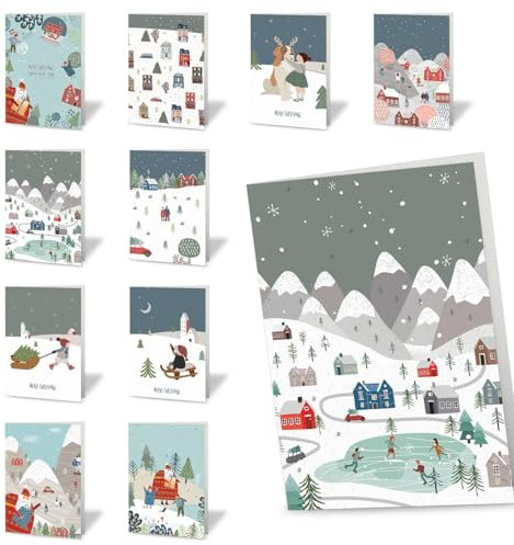 Forletter - Packung mit 10 Weihnachtskarten, 11,5 x 17 cm, Landschaften