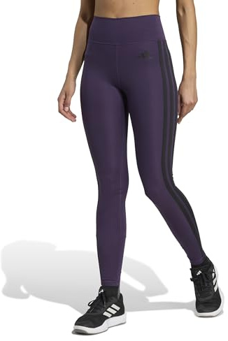 adidas Damen Optime Essentials 3 Stripes 7/8 Leggings, aurora plum/black, XL