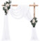 4 Paneele Hochzeitsbogen Querbehang Drapierstoff,73cmx610cm Weiß Chiffon-Stoff Transparenter Tüll Hintergrund Vorhang Kulissenvorhänge für Fotografie Bogen Bühne Party Hochzeit Torbogen