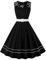 AXOE Damen Rockabilly Kleid 50er Jahre Vintage A-Linie Festlich & Alltag mit Spitze & Gürtel für Hochzeit Sommer Cocktail Schwarz Weiß, Gr.38 (EU 40), M