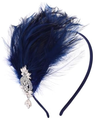 IYOU 1920s Feder Flapper Stirnband Marineblau Gatsby Kopfschmuck Festival Abschlussball Partei Haarschmuck für Damen