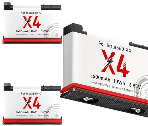 Palogreen 3Pcs 2600mAh Insta 360X4 Akku Lithium mit hoher Kapazität - Kompatibel mit der Insta360 X4-Kamera für längere Aufnahmesessions(3 Pack Insta 360X4-Ersatzakkus-Upgrade)