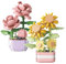 CYIOU 367 PCS+317 PCS Mini Bloques de Construcción de Macetas 2 Set Flores Artificiales Bloques de Construcción de Mini Flores Plantas para Hogar Oficina Decoración(Rosa + Girasol)