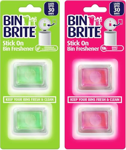 4 x Stick ON Bin Freshener Smelling FRESH Dustbins Swing Pedal Air Fragrance Berry Blast | Citronella & Lemongrass - Bundled by Smart Cutie
