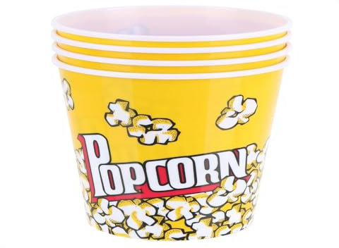 Globly 4 cuencos Pop Corn 12 x 16 cm, cubo reutilizable de plástico