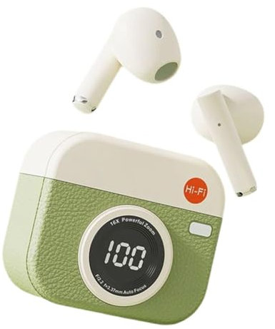Atthatmmt Auriculares intraurales Bluetooth 5.4 con cancelación de ruido retro, auriculares deportivos, micrófono integrado con LED y nueva pantalla