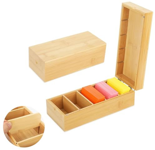 BEIMEIII A8 Aarteikarten Box Holz mit Deckel 22.2cm*9.5cm*7cm Klassische Lernkarteibox für Büro, Schulen und Heim