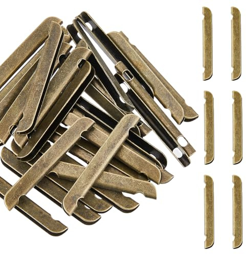 SUPERFINDINGS 30Pcs Iron Cord Ends Book Corner Protector Antique Bronze U-Shaped Clip Edge Protectors for Notebook Album Vintage Photo Corners 52x6.5x4mm Hole: 4.4x3mm