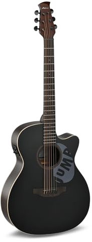 Chitarra acustica elettrificata Applause Jump Dark Matter AEO-69-5S, tavola: abete europeo massiccio, tavola nera opaca, preamplificatore con accordatore, meccaniche nere