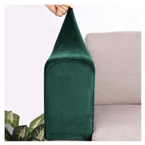 GMGQJST Armlehnenschoner Plush Velvet Sofa Armrest Cover for Living Room Stretch Solid Arm Protector Armchair Couch Removable 2 Pieces Four Seasons.(Green)