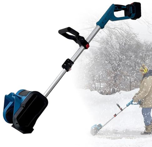 Pala da neve elettrica, motore brushless da 1200 W, spazzaneve a spinta wireless con 2 batterie, larghezza manuale 25,4 cm, strumento per la pulizia della neve per la casa