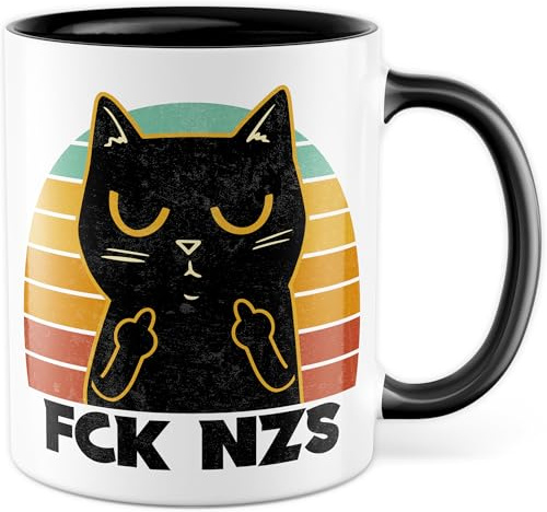 Humorvolle Tasse mit Spruch - Geschenk fck nzs - Kaffeetasse 330ml aus Keramik - Humor Sarkasmus Politik Links Meme Kaffee-Becher