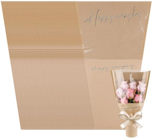 100 sacchetti da regalo per fiori con stampa Happy Everyday, 28 x 43 cm, in carta kraft, trasparenti, per bouquet di fiori, confezioni regalo, forniture per matrimoni