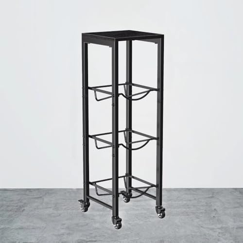 Healand 5 Gallon Water Bottle Jug Holder 3-Tier Organizer with Lockable Heavy Duty Storage Rack Dispenser Stand With Wood Top Shelf