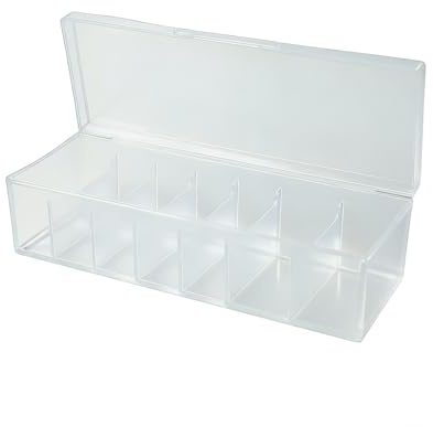 LdawyDE Caja Cartas con 7 Divisiones, Deck Box con Tapa a Presión, | 27,8 x 9,9 x 7,8 cm, Caja de Tarjetas de Visita, Hasta 800 Fichas de Aprendizaje, Tarjetas de Visita o Postales