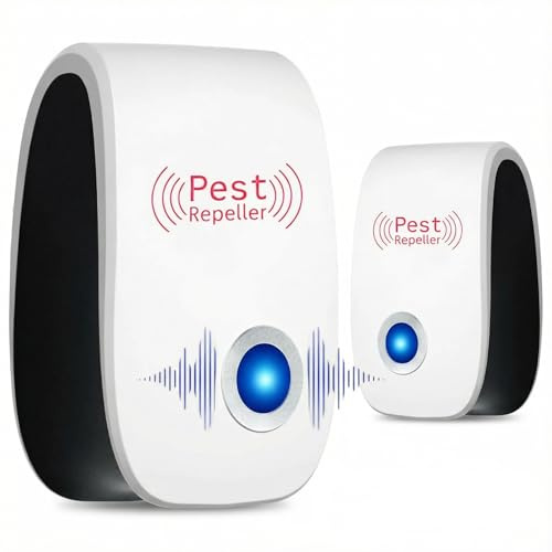 BugShield Ultraschall-Skield Milbenstecker–2 Stück Elektronisches Insekten & Mäuse Vertreibungsgerät mit Stecker gegen Milben,Flöhe,Bettwanzen,Mücken–Ungiftig & Geräuschlos für Schlafzimmer, Wohnung