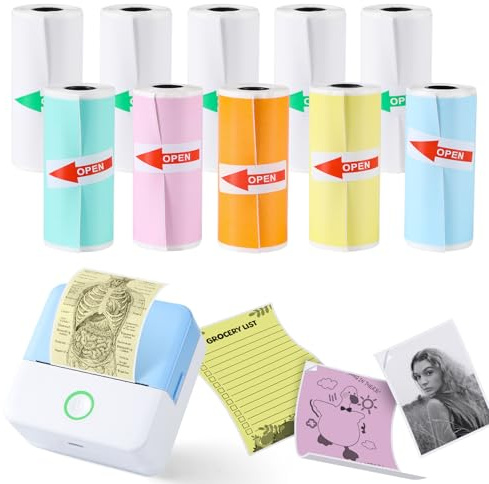 PRAOAHEI 10 Rollen Thermopapier Selbstklebend für Mini-Drucker (57x25mm) | Sofortbildkamera-Nachfüllpapier, HD Kidizoom Druckkamera-Papier für tragbare Sticker Drucker, Sofortbildkamera, BPA-frei