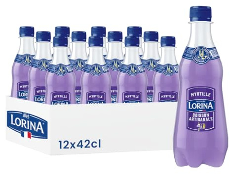 Lorina Limonade Artisanale Saveur Myrtille, Boisson Gazeifiée aux Arômes Naturels, 42cl, Lot de 12 Bouteilles