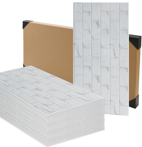 Anttyscar 20PCS Tile Sticker, White Brick Self Adhesive Stick on Tiles Transfer Sticker for Bathroom Kitchen, Splashback, Peel and Stick Wall Tiles Sticker