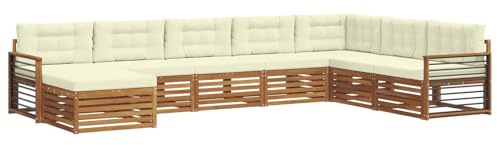 vidaXL Sofagarnituren 8 pcs Natur und Creme Massivholz Akazie, Garten Lounge, modernes Outdoor Sofa, strapazierfähiges sectional, Terrassenmöbel für Bequeme Sitzgelegenheiten