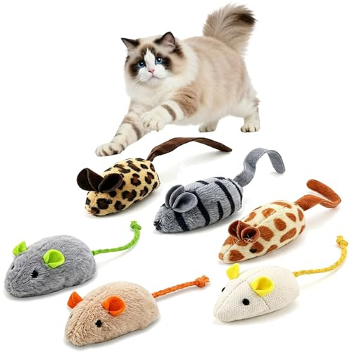 6 Pack Catnip Cat Toys for Indoor Cats,Dental Teeth Cleaning Catnip Mice | Interactive Mouse-Shaped Plush Kitten Toys for Playing & Chewing,Boredom Relief Pet Accessories for Adult Cats