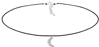 Elli Halskette Damen Choker Halbmond mit Kristalle in 925 Sterling Silber