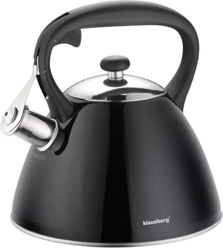 Klausberg Schwarz Edelstahl Flötenkessel Teekessel Wasserkessel 3,0 Liter KB-7208