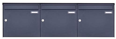Aufputz Briefkastenanlage Design Basic 382A (3 Briefkästen, waagerecht, RAL 7016 anthrazitgrau feinstruktur matt)