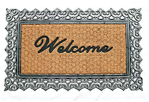 Coco&Coir Natural Coir | Non-Slip | Thick Coir | Premium Quality | Rubber Backed | Eco-Friendly | Indoor | Outdoor | Heavy Duty | Entrance Door Mat | 45 x 75 cm (Jasmin Welcome)