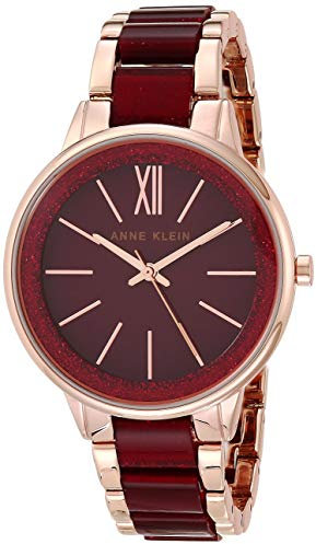 Anne Klein Women's Resin Bracelet Watch Burgundy/Gold