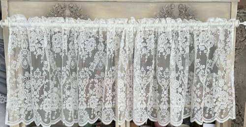 Skandinavisch Französisch Design Scheibengardine Kurzgardine Bistrogardine Gardine Vorhang 'Rosanna' 55 x 250 cm (HxB) Ecru Landhaus Shabby French Vintage Nostalgie