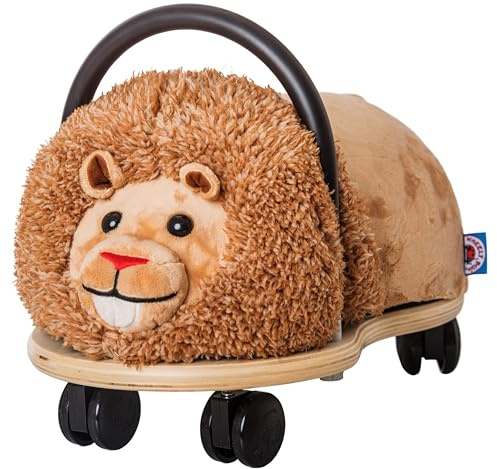 Wheelybug Toddler Wooden Ride-On Animal with Interchangeable Plush Cover, Safety Certified Developmental Toy, Small (1 - 3 Years), Plush Lion