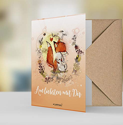 Geschenkkarte Grußkarte - Fuchs & Hase - Am liebsten mit Dir
