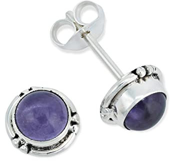 Ohrstecker 925 Silber Amethyst lila Stein Edelstein Ohrringe echt Silber Damen Sterling Silber Stecker Geschenk(MOS-027-01)