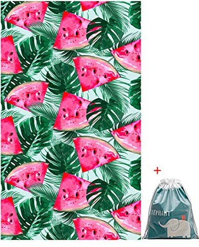 Strandtuch Flamingo Groß, Morbuy Microfaser Leicht Kompakt Tragbar Rechteckig Schnelltrocknend Beste Schwimmen Sport Reisen Yoga & Gym Handtuch Badetuch (80 * 160 cm,Wassermelone)