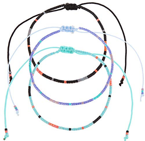 Made by Nami Perlen Armband 3er Set Damen & Mädchen - 3X Surfer Armband - 100% Wasserfest & Verstellbar - Bunte Freundschaftsarmbänder - Geschenk Beste Freundin - Festival Accessoires (Classics 2)