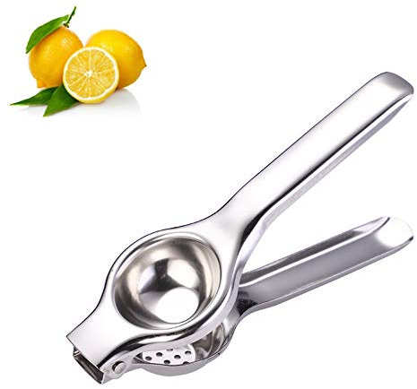 Presse-citron manuel en acier inoxydable, presse-agrumes à lime avec citron vert et presse-agrumes, avec presse-agrumes, avec poignée en silicone (noir)