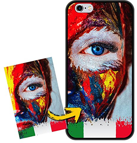 FarmyGadget Cover Personalizzata per Apple iPhone 6 / 6S, TPU Nero Morbida, Custodia Personalizzabile con Foto, Immagine, Testo, Loghi