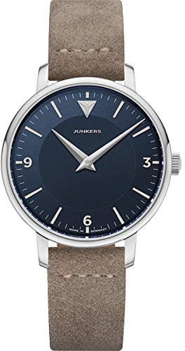 Junkers Therese Damen Analog Quarz Uhr Lederarmband Vintage blau 9.01.01.01