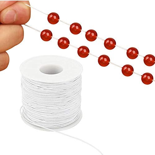 PERFETSELL 100m Elastische Kordel Schnur Perlenschnur 1mm Breite Polypropylen Gummikordel Elastisches Seil Zum Nähen und DIY Schmuck Kleidung Handwerk(1 Rollen) (Weiß)