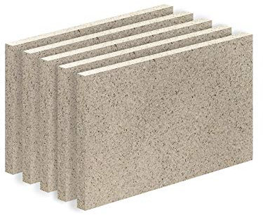 Vermiculite Platte Schamott-Ersatz für Kamin-Ofen Feuerraum Auskleidung SF600 500x300mm 30mm Stärke Temperaturbeständig bis 1100 °C mind. 600kg/m³ Rohdichte (x5)