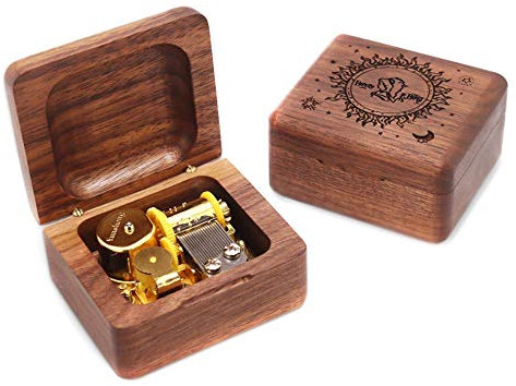 Youtang Die Schöne und das Biest Spieluhr Walnussholz Spieluhr zum Aufziehen Goldener Mechanismus Geschenk-Box für Weihnachten, Geburtstag, Valentinstag