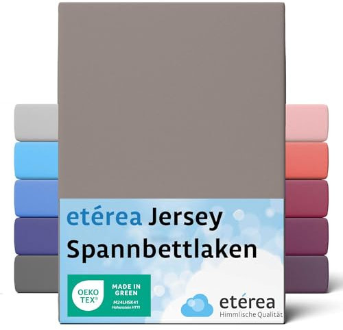 etérea Jersey Spannbettlaken 140x200cm - 160x200cm Mokka bis 25 cm Höhe - 100% Baumwolle Spannbetttuch Oekotex - Bed Sheets Leintuch Bettbezug - Bettlaken 140x200 cm - 160x200 cm - Braun