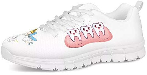 Woisttop Zähne Mädchen Design Trainer Laufen Turnschuhe für Frauen Damen Mädchen Flats Schuhe, EU35-42