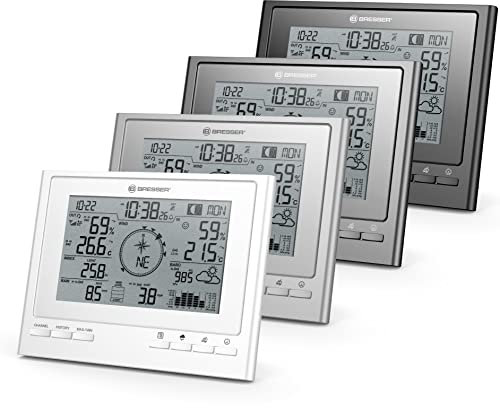 Bresser zusätzliche Basisstation für 7003100 ClimateScout Wetter-Center 7-in-1 Funk Wetterstation mit Farbdisplay und integriertem Wecker, Silber